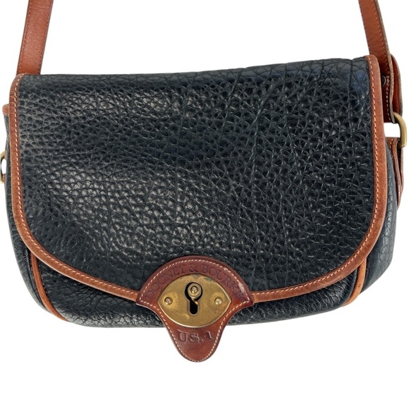 Vintage Dooney & Brooke Shoulder/Cross Body Bag All Weather Leather Black/Brown - Picture 1 of 10